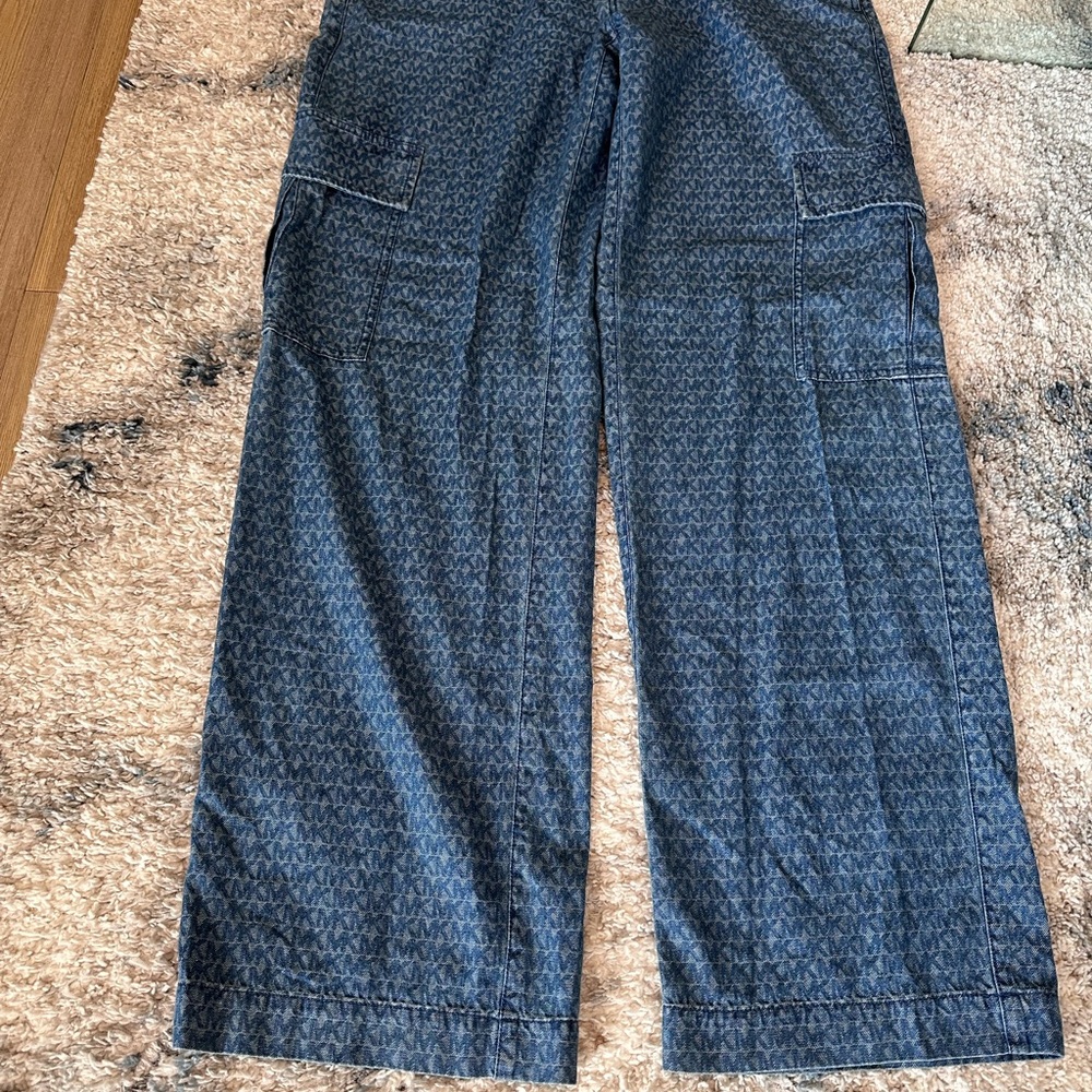 Michael Kors women Blue Patterned cargo Pants